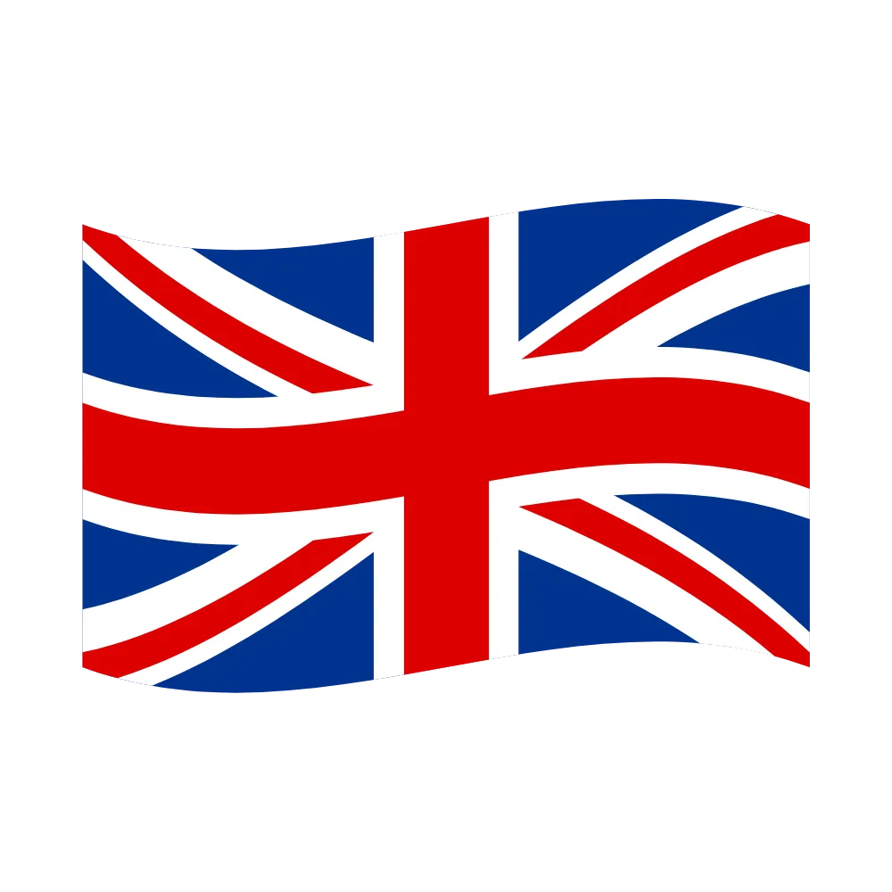 Geflaggte Union Jack Großbritanniens mit wehender Bewegung.